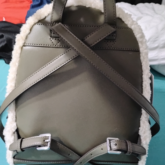 Michael Kors Olive Backpack with Shearling Trim